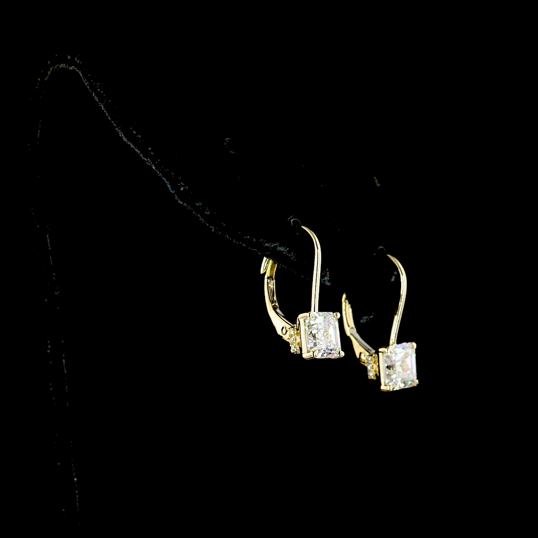 2.02 CTTW Asscher Lab Diamond Hanging Earring (F Color and VVS2 Clarity)