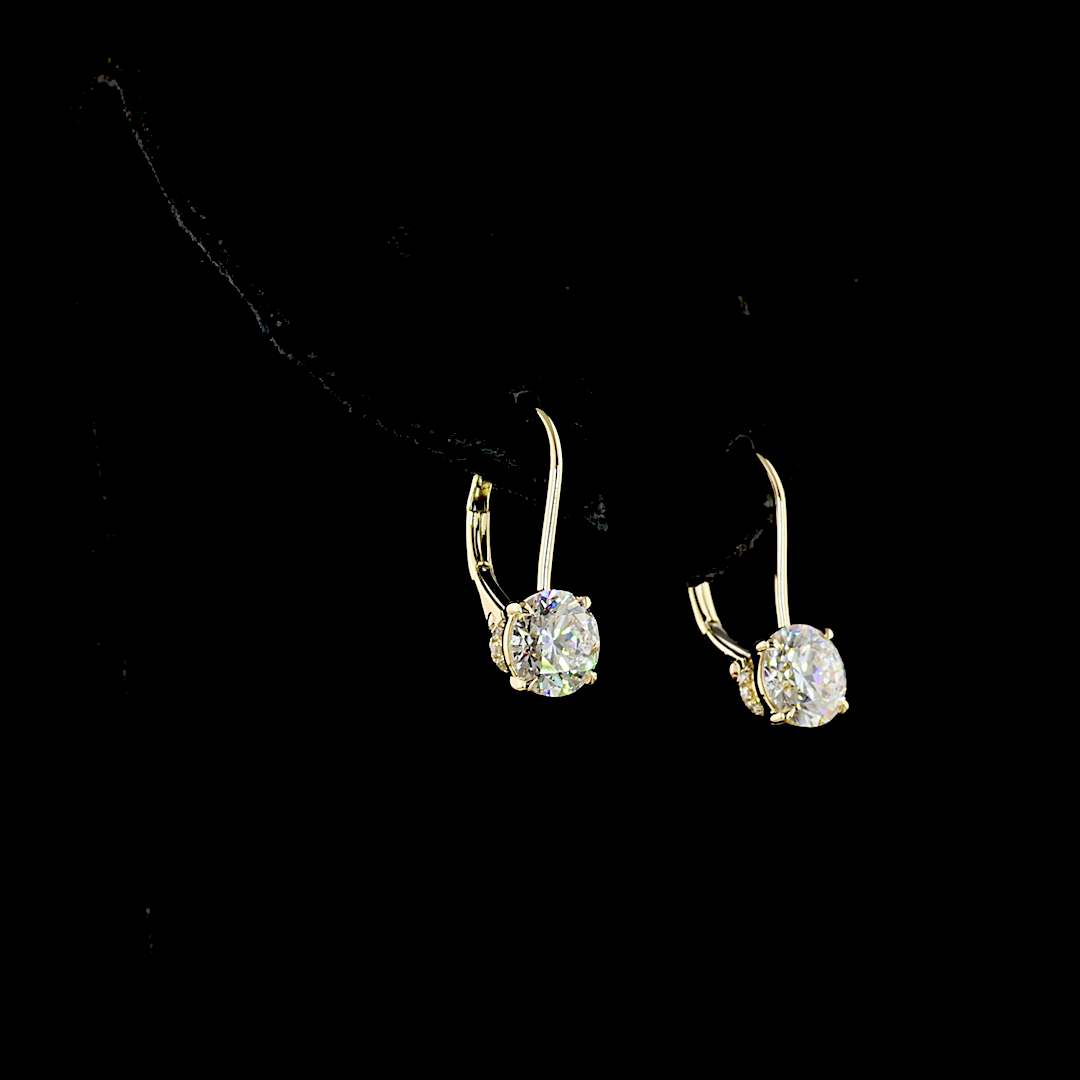 2.12 CTTW Round Lab Diamond Hanging Earring (F Color and VS1 Clarity)