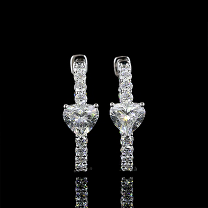 2.03 CTTW Heart Lab Diamond Hoops Earring (E Color and VS Clarity)