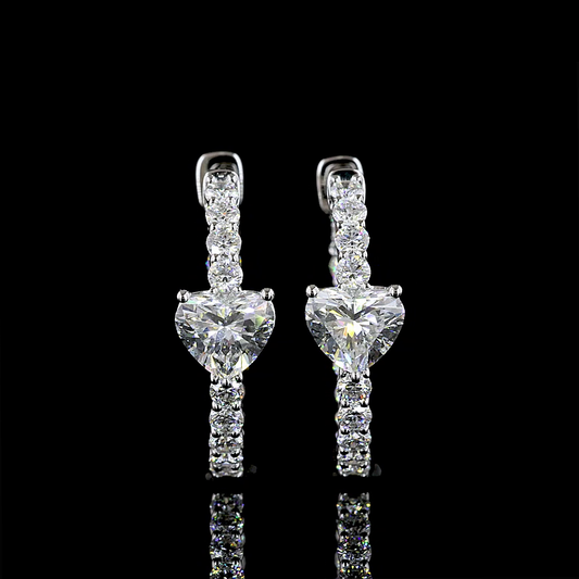 2.03 CTTW Heart Lab Grown Diamond Hoops Earring 19.35mm (E Color and VS Clarity)