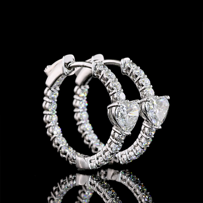 2.03 CTTW Heart Lab Diamond Hoops Earring (E Color and VS Clarity)