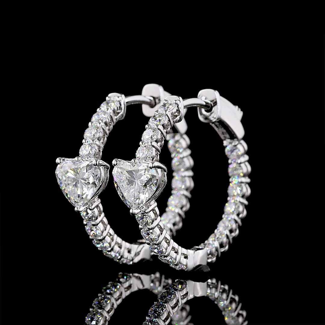 2.03 CTTW Heart Lab Diamond Hoops Earring (E Color and VS Clarity)