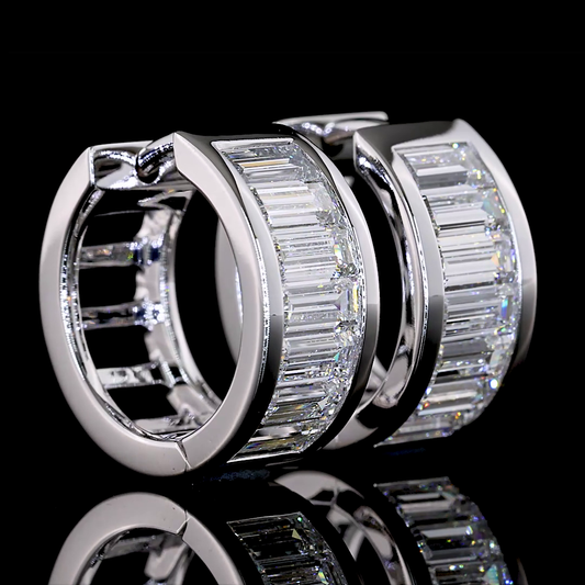 1.84 CTTW Baguette Lab Diamond Huggies Earring (E Color and VS Clarity)