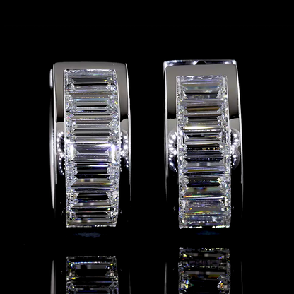1.84 CTTW Baguette Lab Diamond Huggies Earring (E Color and VS Clarity)