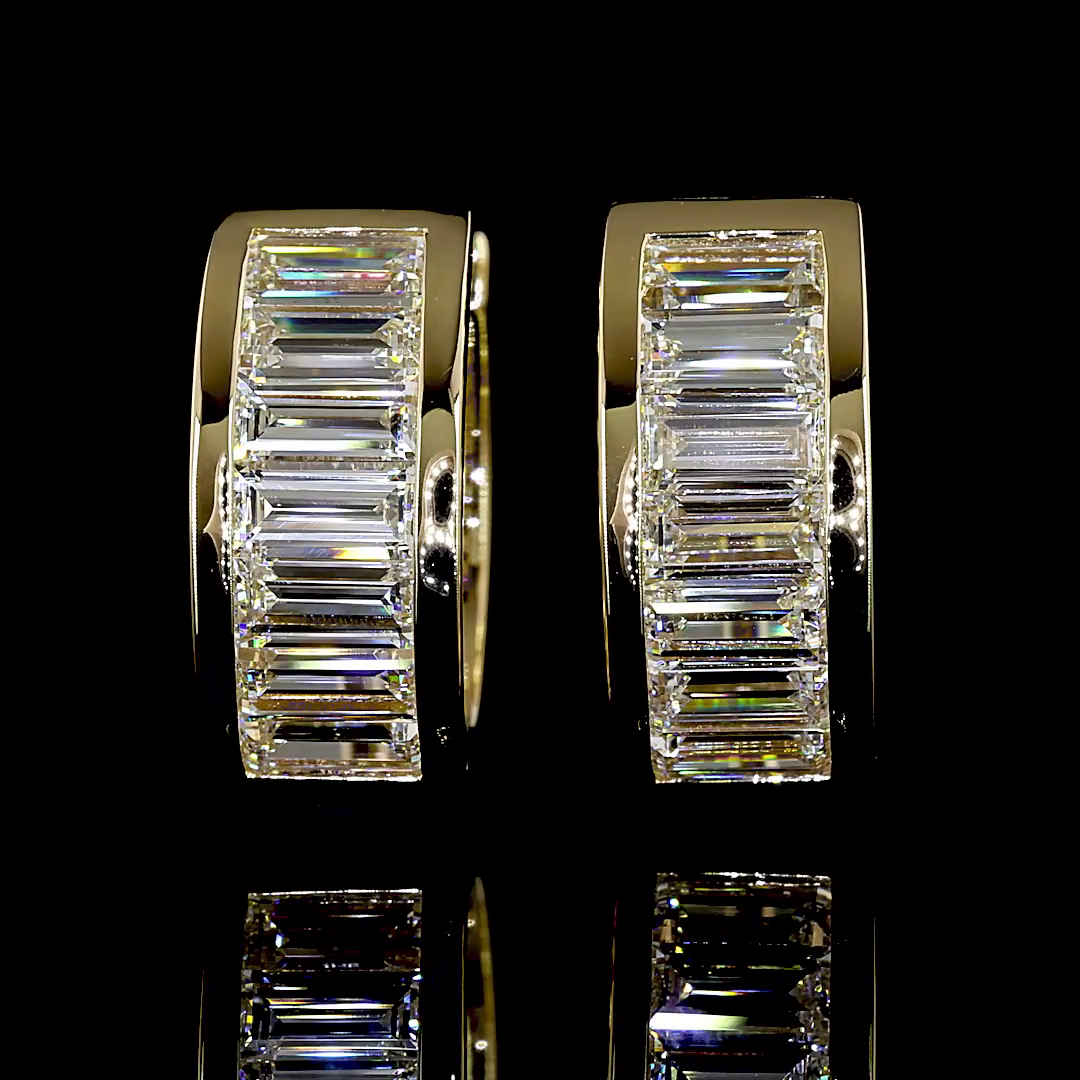 1.82 CTTW Baguette Lab Diamond Huggies Earring (E Color and VS Clarity)