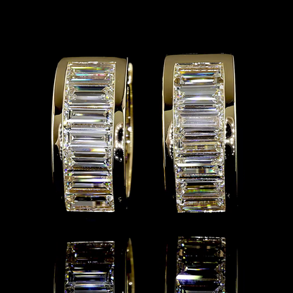 1.82 CTTW Baguette Lab Diamond Huggies Earring (E Color and VS Clarity)