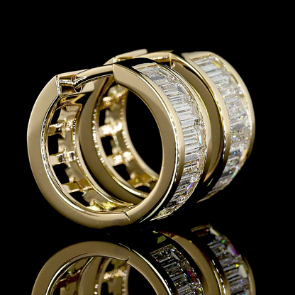 1.82 CTTW Baguette Lab Diamond Huggies Earring (E Color and VS Clarity)