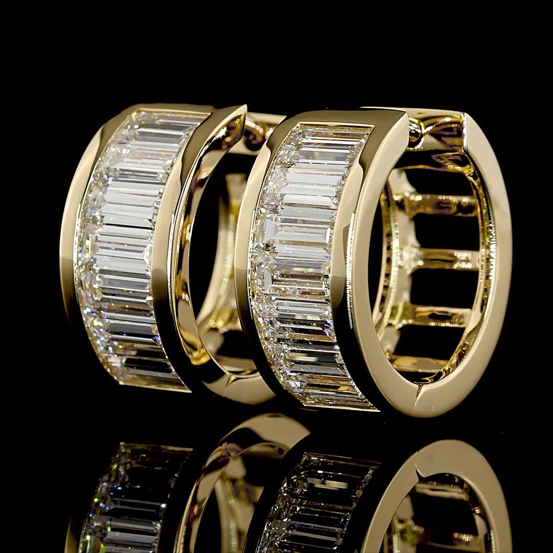 1.82 CTTW Baguette Lab Diamond Huggies Earring (E Color and VS Clarity)