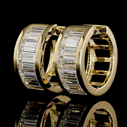 1.82 CTTW Baguette Lab Diamond Huggies Earring (E Color and VS Clarity)