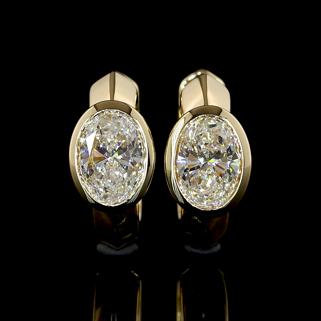 1.04 CTTW Oval Lab Diamond Huggies Earring (E Color and VS Clarity)