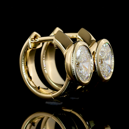 1.04 CTTW Oval Lab Diamond Huggies Earring (E Color and VS Clarity)