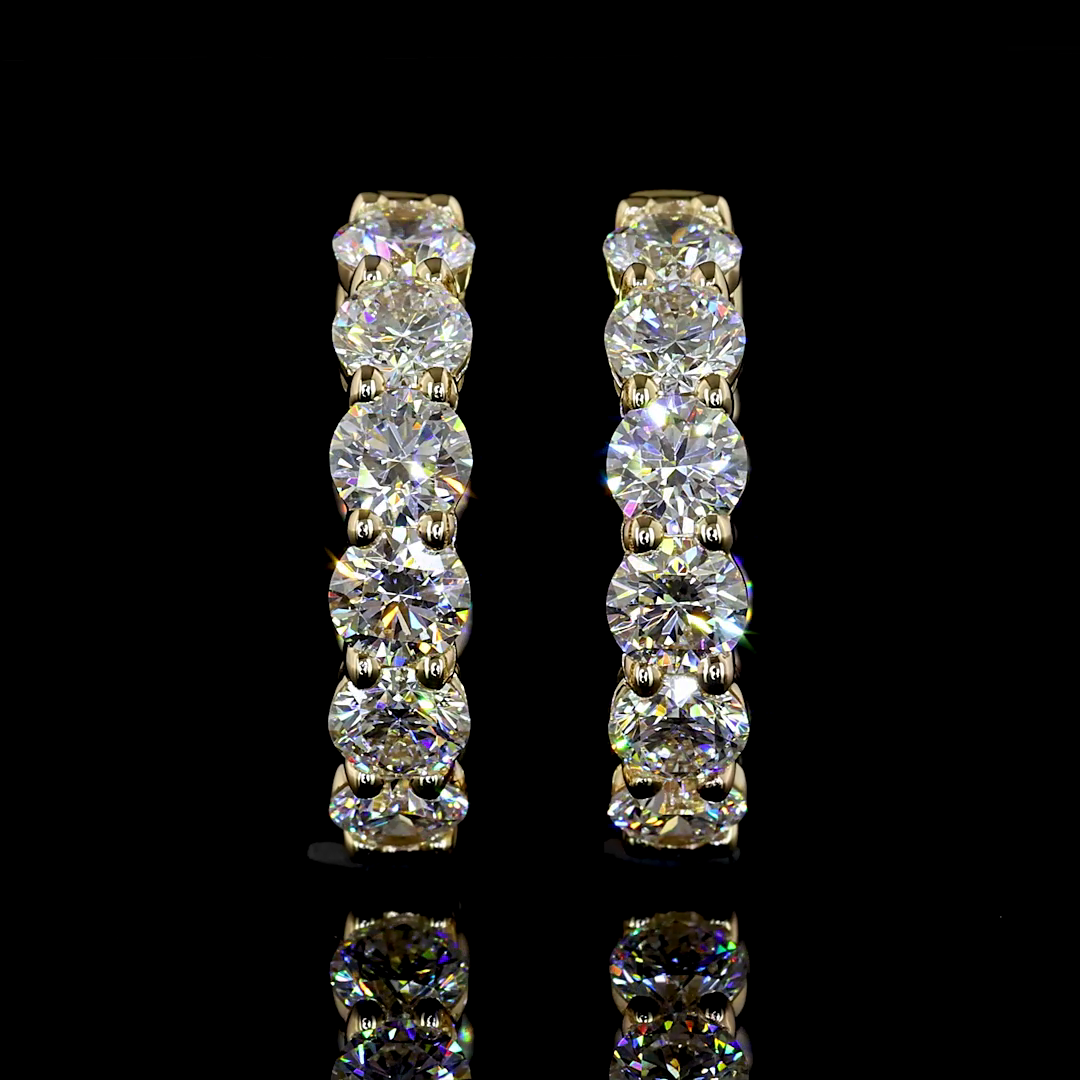 1.87 CTTW Round Lab Diamond Huggies Earring (E Color and VS Clarity)