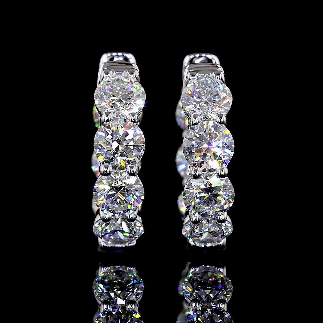 3.07 CTTW Round Lab Diamond Huggies Earring (E Color and VS/VS1 Clarity)