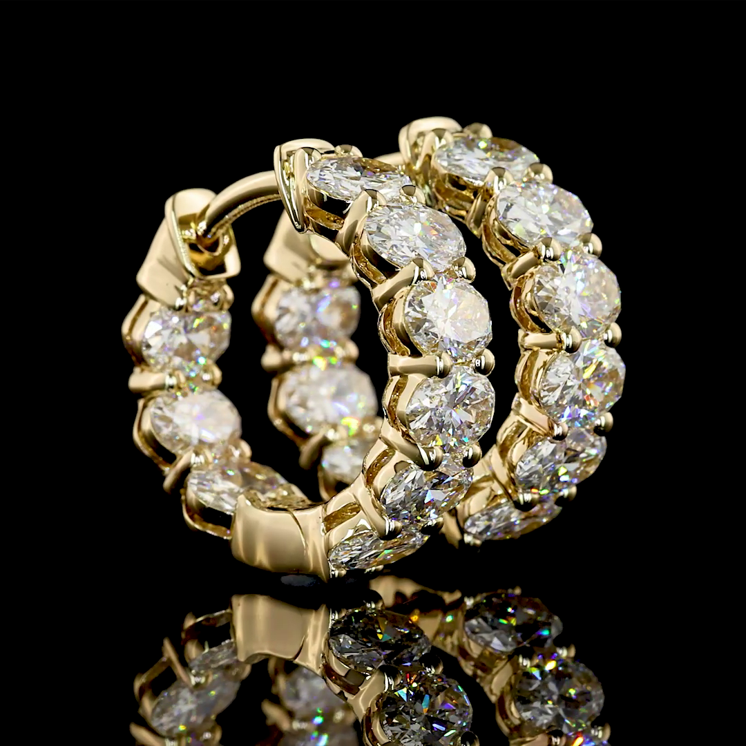 3.04 CTTW Oval Lab Diamond Huggies Earring (E Color and VS Clarity)