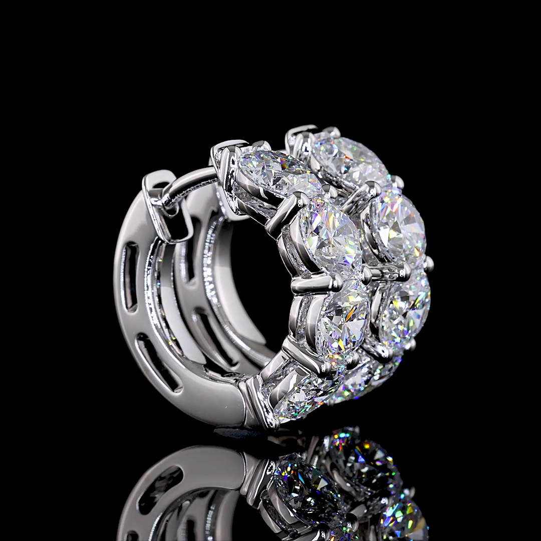 2.98 CTTW Round Lab Diamond Huggies Earring (F Color and VS1 Clarity)