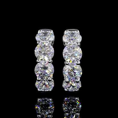 2.98 CTTW Round Lab Diamond Huggies Earring (F Color and VS1 Clarity)
