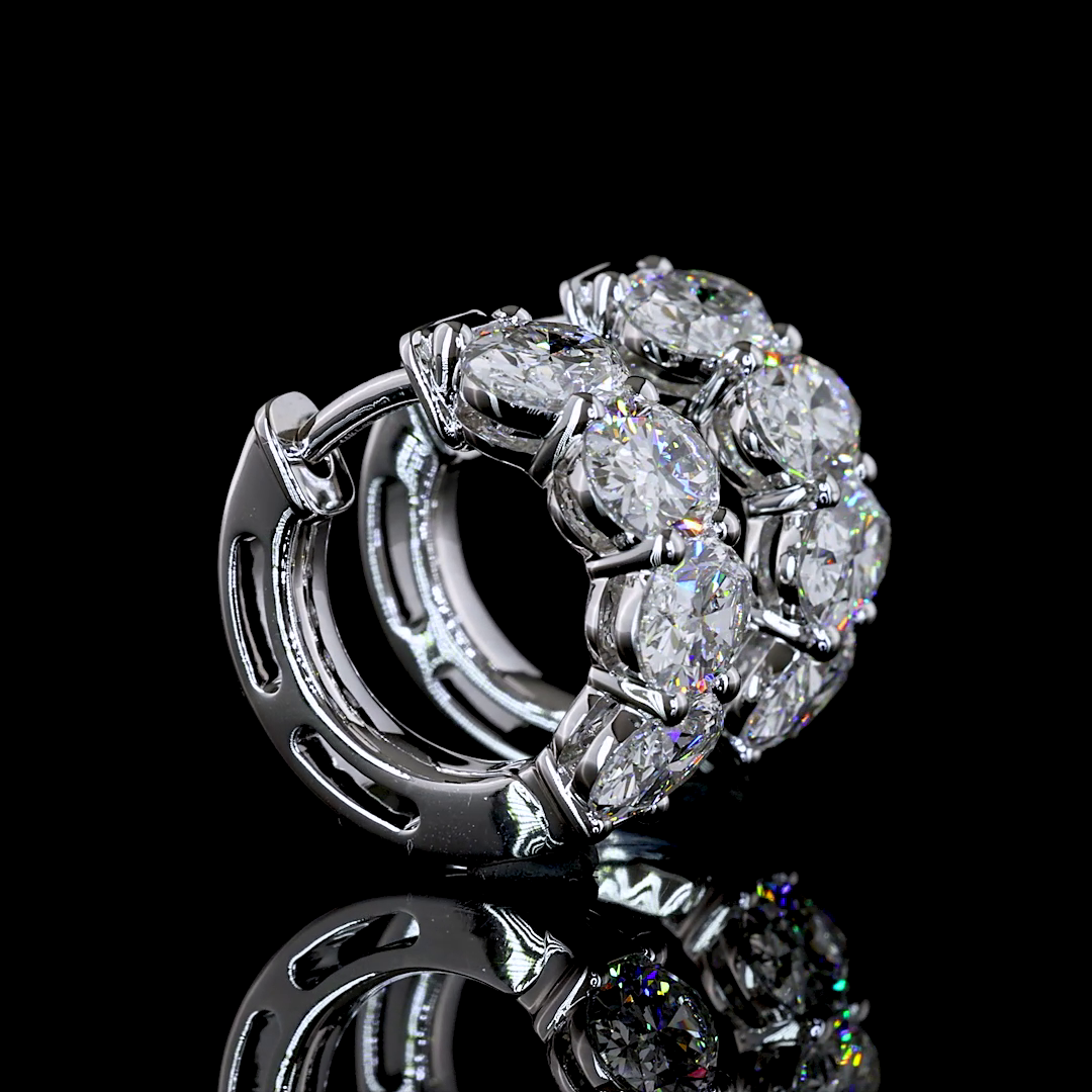 3.09 CTTW Oval Lab Diamond Huggies Earring (E Color and VS1 Clarity)