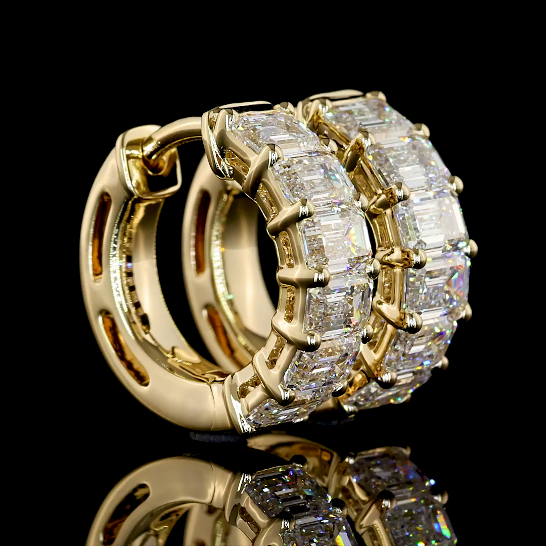 2.07 CTTW Emerald Lab Diamond Huggies Earring (E Color and VS Clarity)