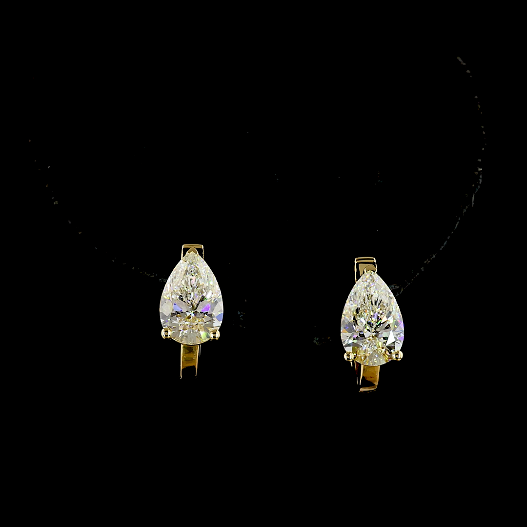 3.02 CTTW Pear Lab Diamond Huggies Earring (F Color and VS1 Clarity)