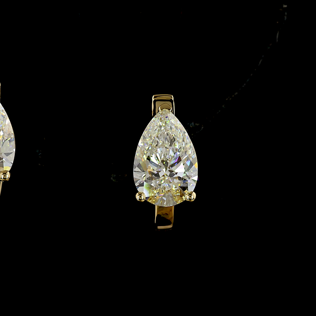 3.02 CTTW Pear Lab Diamond Huggies Earring (F Color and VS1 Clarity)