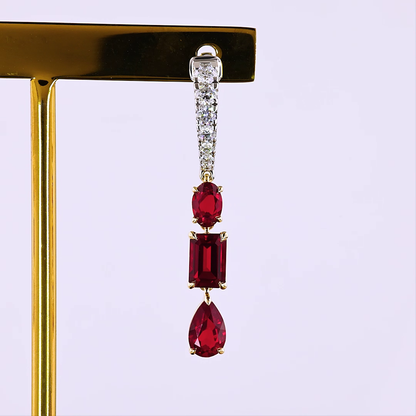 0.55 CTTW MIX Lab Diamond Hanging Earring (Rubby Color and VS2 Clarity)