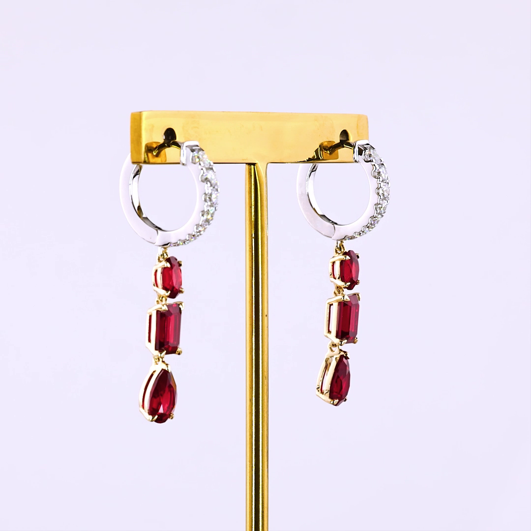 0.55 CTTW MIX Lab Diamond Hanging Earring (Rubby Color and VS2 Clarity)