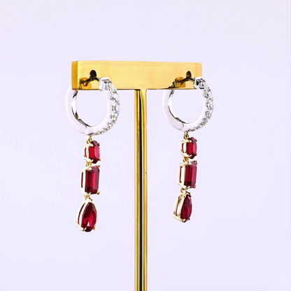0.55 CTTW MIX Lab Diamond Hanging Earring (Rubby Color and VS2 Clarity)