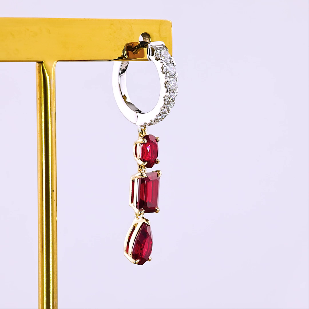 0.55 CTTW MIX Lab Diamond Hanging Earring (Rubby Color and VS2 Clarity)