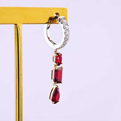 0.55 CTTW MIX Lab Diamond Hanging Earring (Rubby Color and VS2 Clarity)