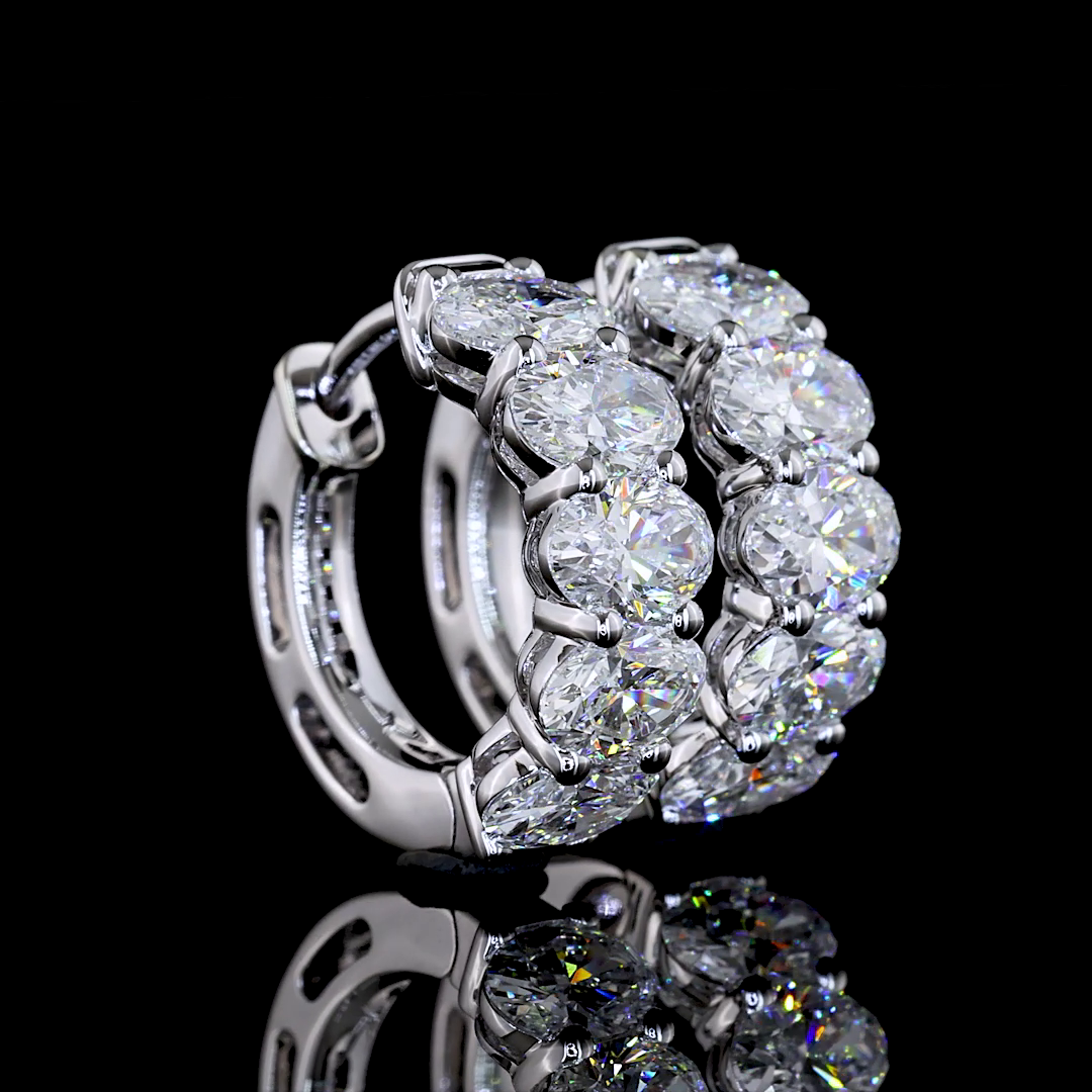 2.12 CTTW Oval Natural Diamond Huggies Earring 14.29mm (H Color and SI Clarity)