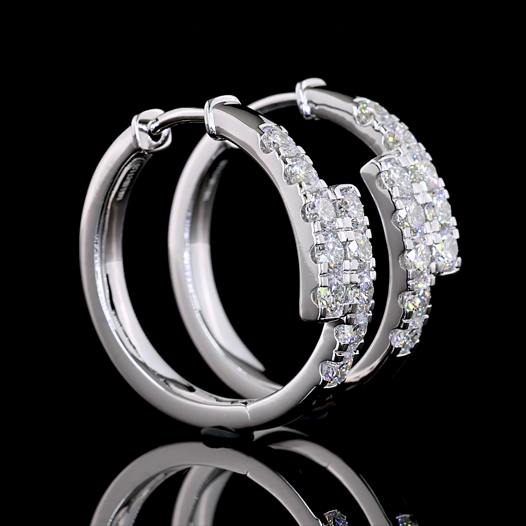 1.25 CTTW Round Lab Diamond Huggies Earring (F Color and VS2 Clarity)