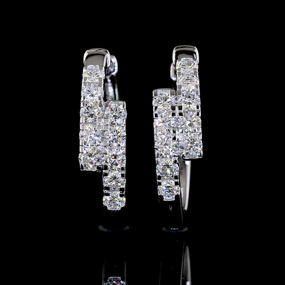 1.25 CTTW Round Lab Diamond Huggies Earring (F Color and VS2 Clarity)