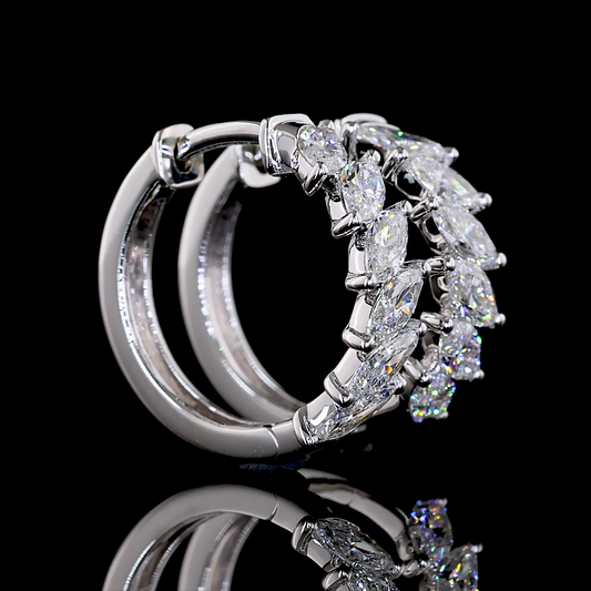 0.95 CTTW Marquise Lab Diamond Huggies Earring (E Color and VS Clarity)