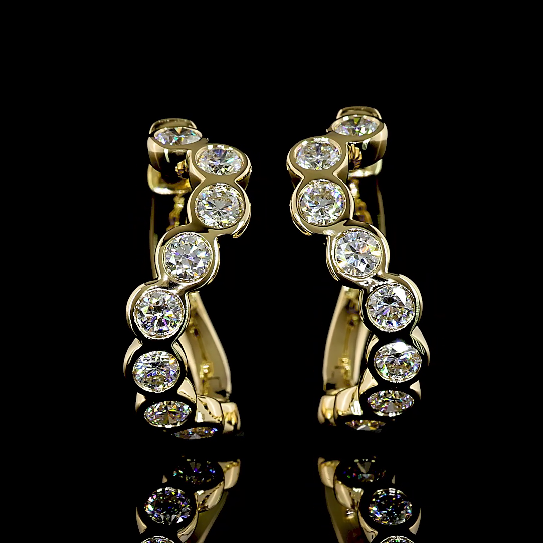 1.00 CTTW Round Lab Diamond Huggies Earring (E Color and VS Clarity)