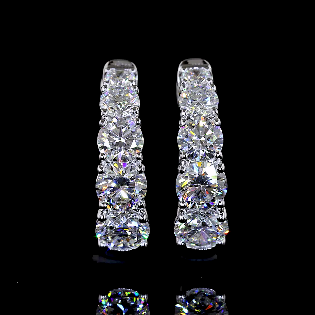 1.54 CTTW Round Lab Diamond Huggies Earring (E Color and VS Clarity)