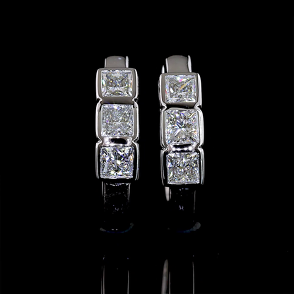 0.93 CTTW Princess Lab Diamond Huggies Earring (E Color and VS Clarity)