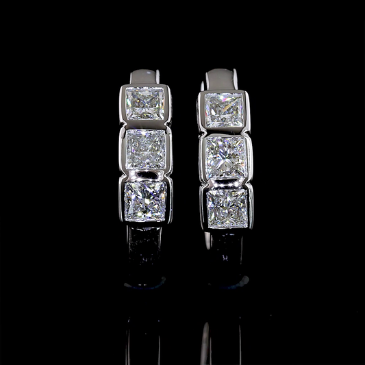 0.93 CTTW Princess Lab Diamond Huggies Earring (E Color and VS Clarity)