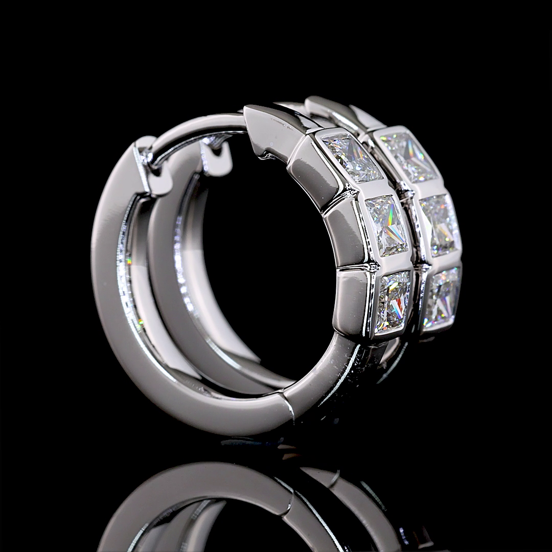 0.93 CTTW Princess Lab Diamond Huggies Earring (E Color and VS Clarity)