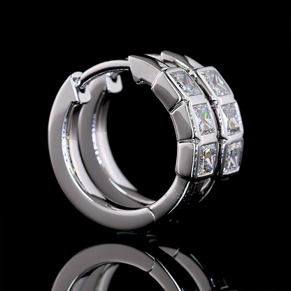 0.93 CTTW Princess Lab Diamond Huggies Earring (E Color and VS Clarity)