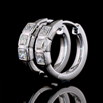 0.93 CTTW Princess Lab Diamond Huggies Earring (E Color and VS Clarity)