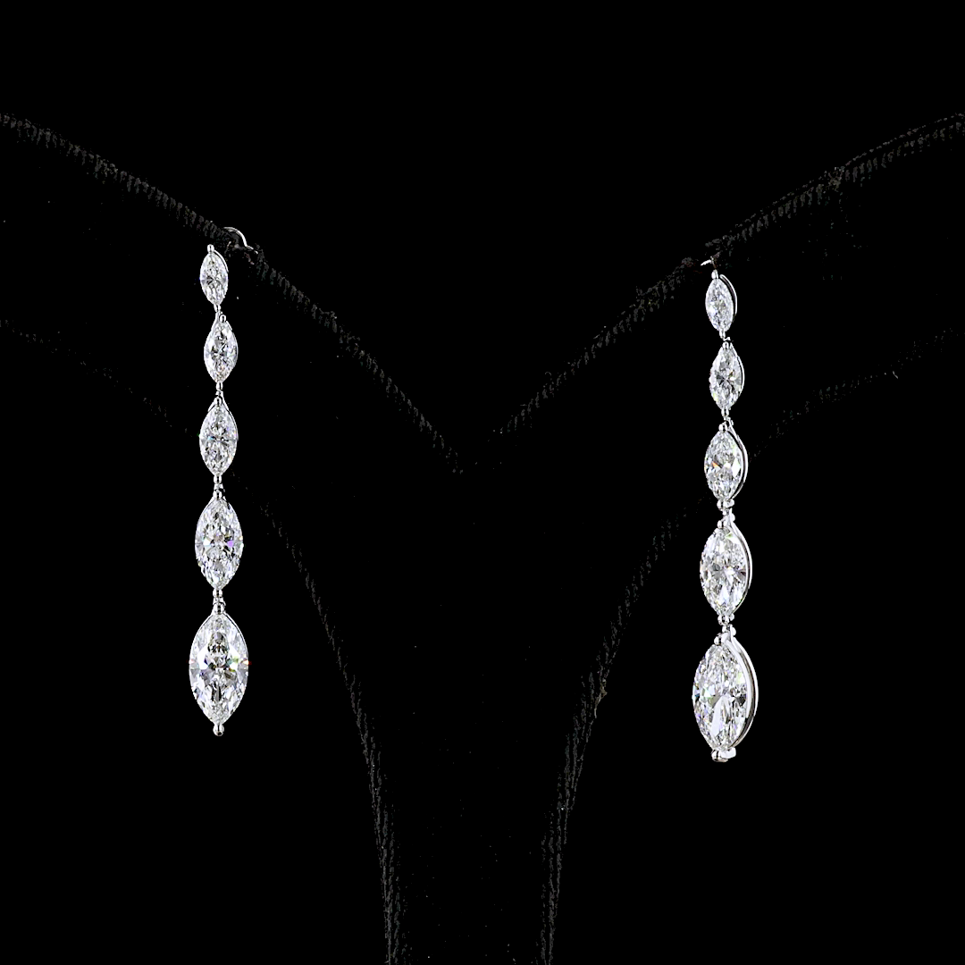3.58 CTTW Marquise Lab Diamond Hanging Earring (E Color and VS Clarity)