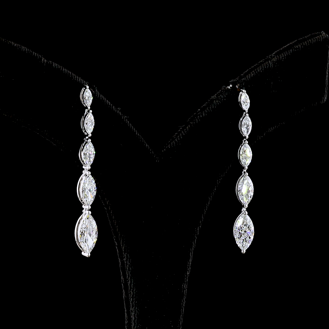 3.58 CTTW Marquise Lab Diamond Hanging Earring (E Color and VS Clarity)