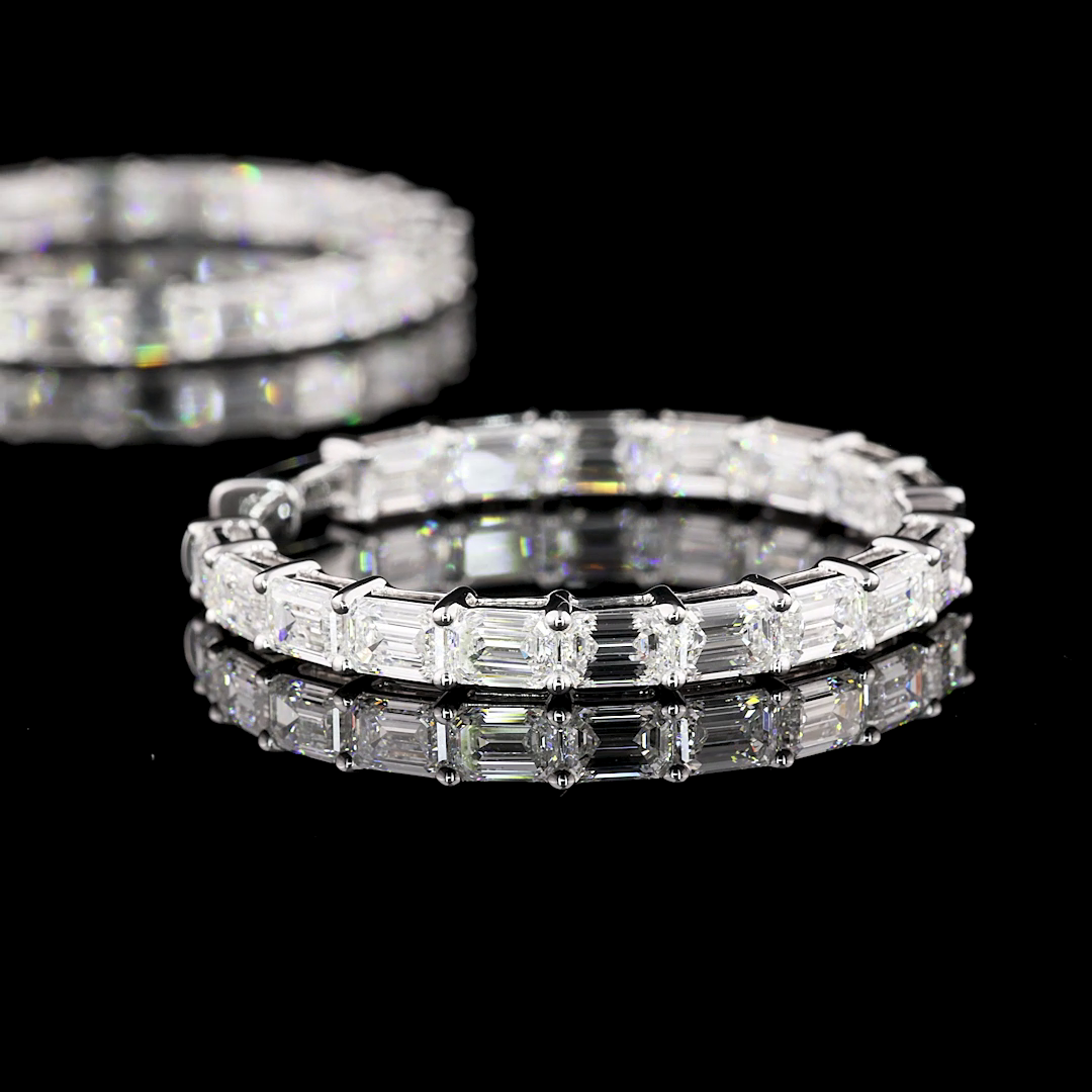 6.90 CTTW Emerald Lab Diamond Hoops Earring (D Color and VS2 Clarity)