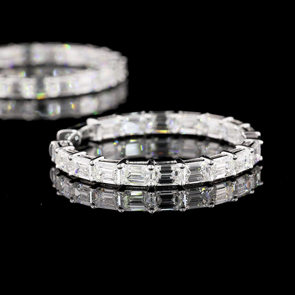 6.90 CTTW Emerald Lab Diamond Hoops Earring (D Color and VS2 Clarity)