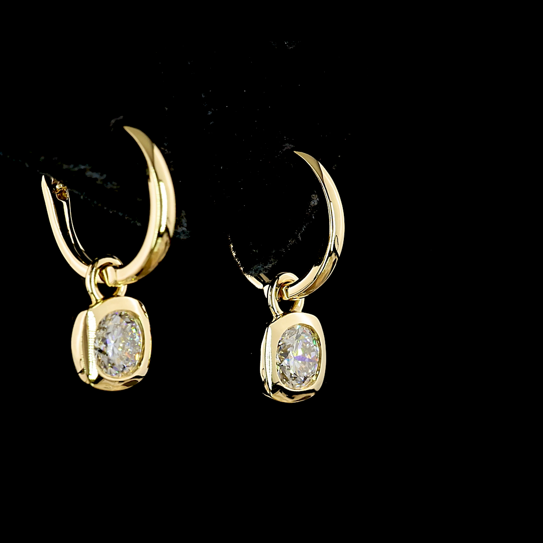 1.05 CTTW Round Lab Diamond Hanging Earring (E Color and VS1 Clarity)