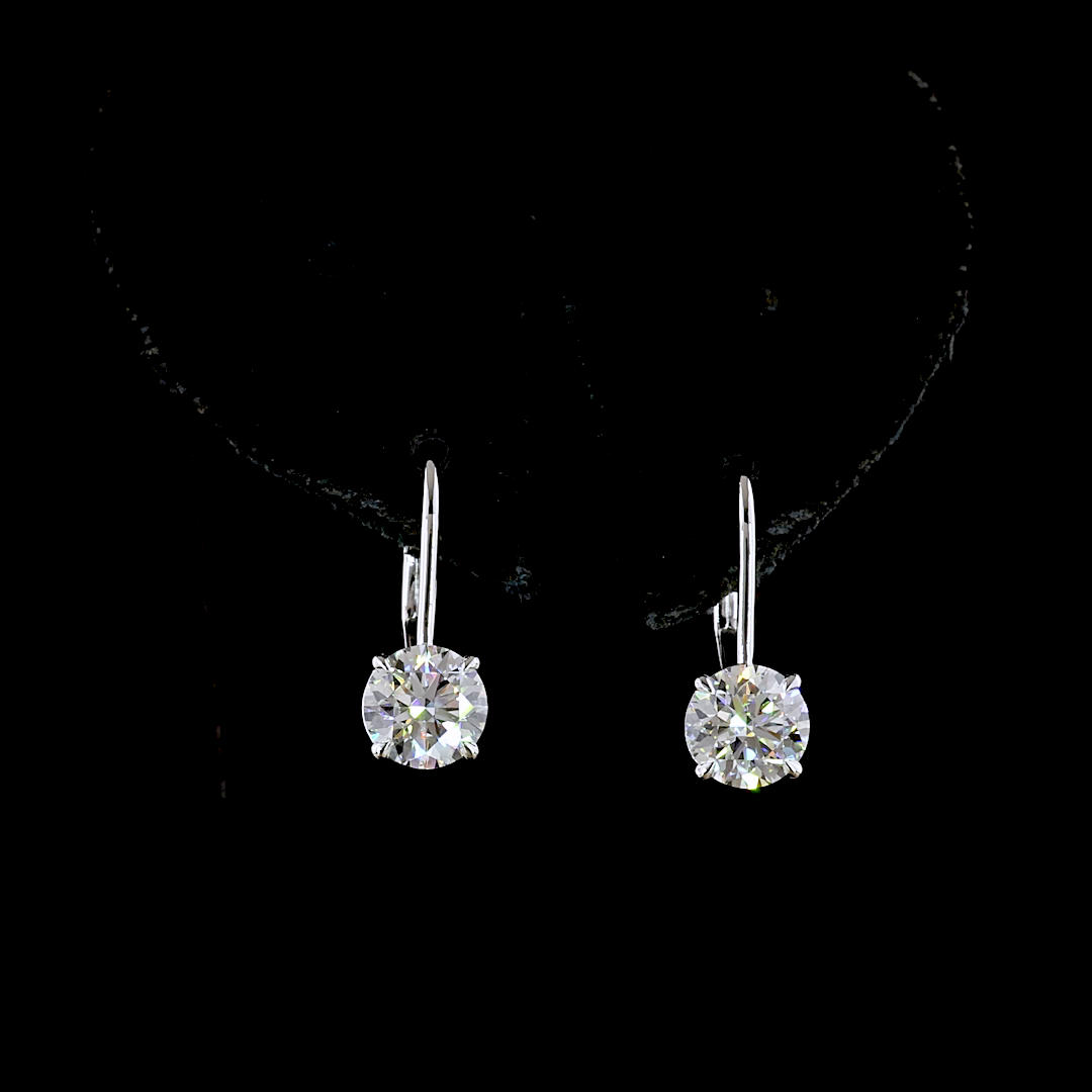 2.10 CTTW Round Lab Diamond Hanging Earring (E Color and VVS2 Clarity)