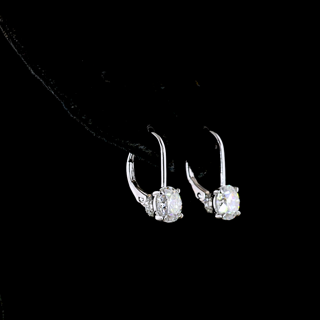 2.10 CTTW Round Lab Diamond Hanging Earring (E Color and VVS2 Clarity)