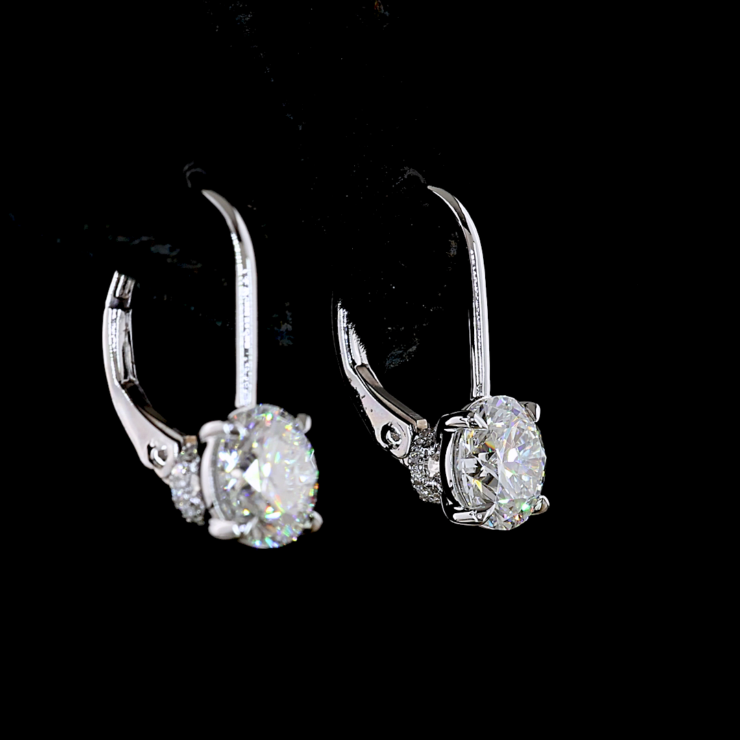 2.10 CTTW Round Lab Diamond Hanging Earring (E Color and VVS2 Clarity)