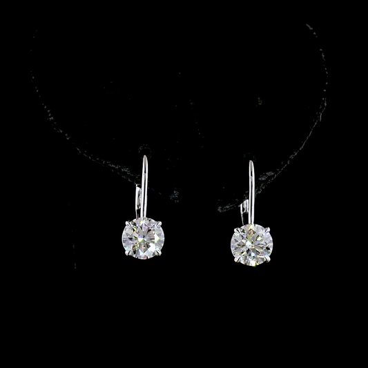 2.08 CTTW Round Lab Diamond Hanging Earring (E Color and VS1/VS2 Clarity)