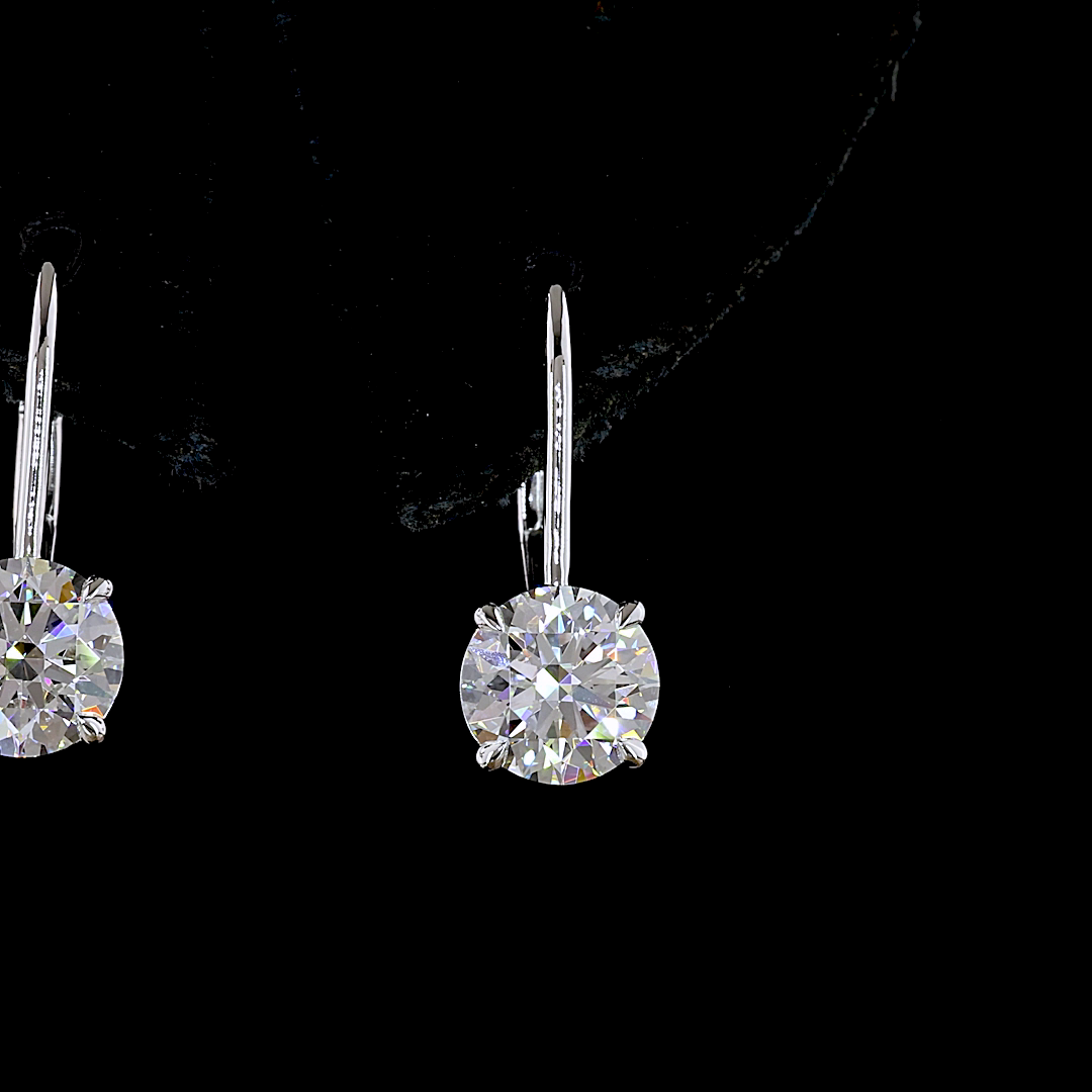 2.08 CTTW Round Lab Diamond Hanging Earring (E Color and VS1/VS2 Clarity)